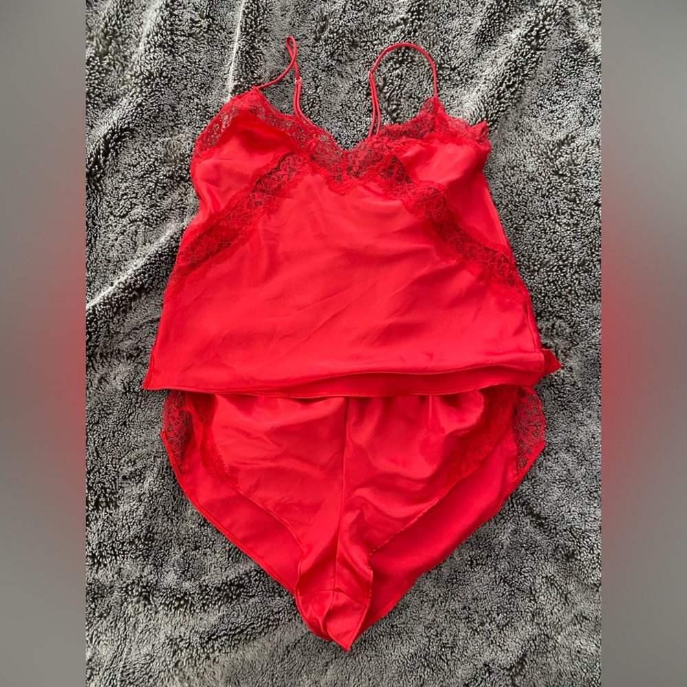 Size XS Red Shorts & Tank Top Lingerie Set